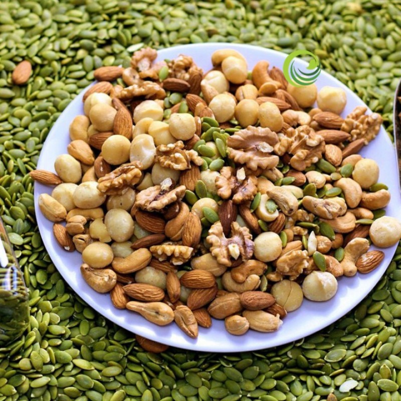 Mix 5 loại hạt dinh dưỡng cao cấp, Hạt dinh dưỡng mix 5 hạt (Hạt macca, óc chó , hạnh nhân, hạt điều , hạt bí)